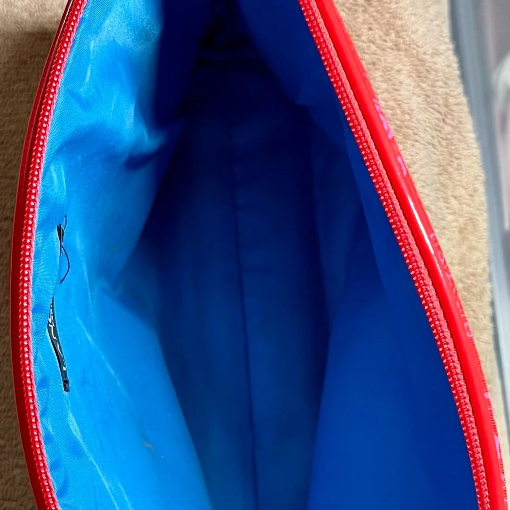 Throbbing‎ Hot Pink Make Up Case Lancôme Bright turquoise lettering and lining